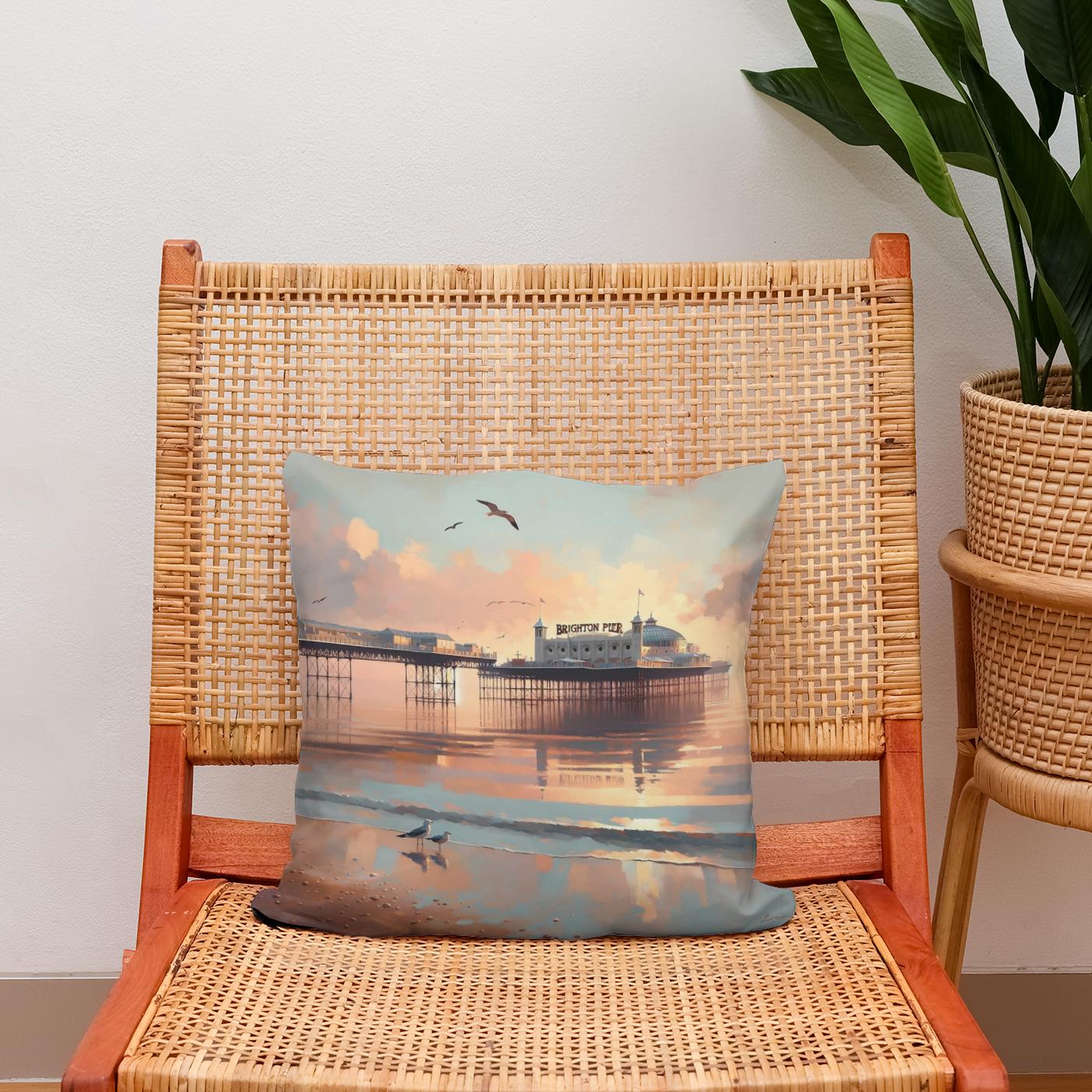 Brighton Pier Tranquil Morning Cotton Cushion
