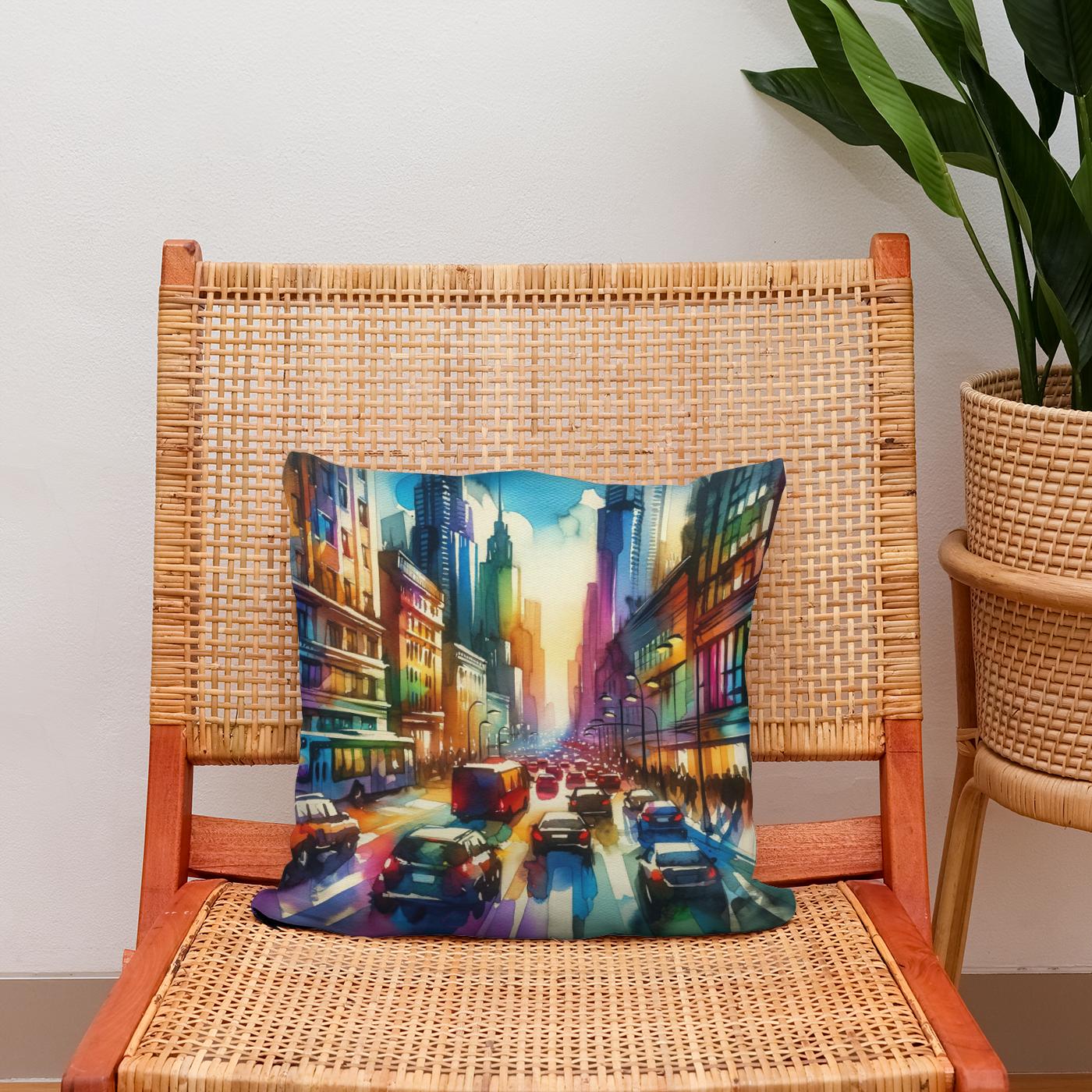 Cityscape Vibrance Cotton Cushion
