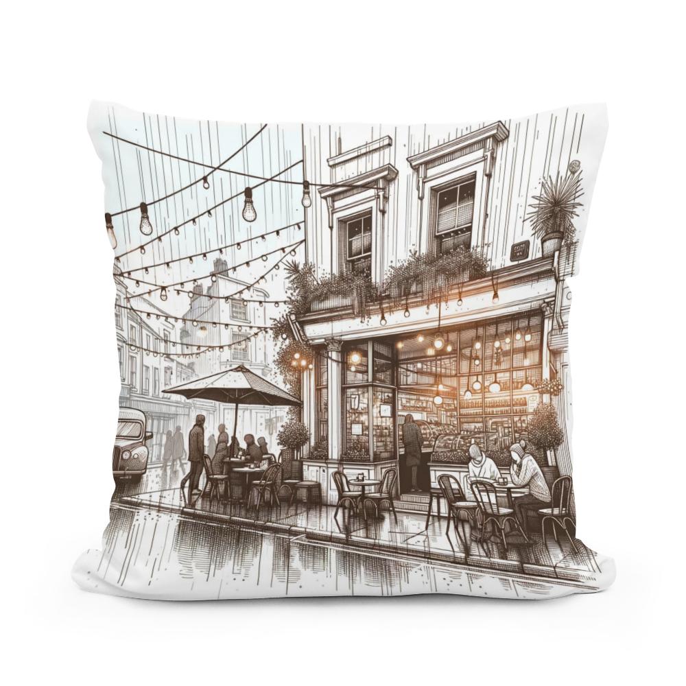 Rainy Day Café Cotton Cushion