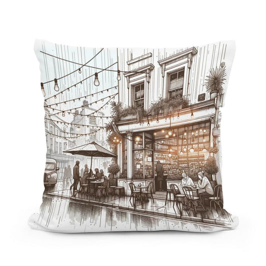 Rainy Day Café Cotton Cushion