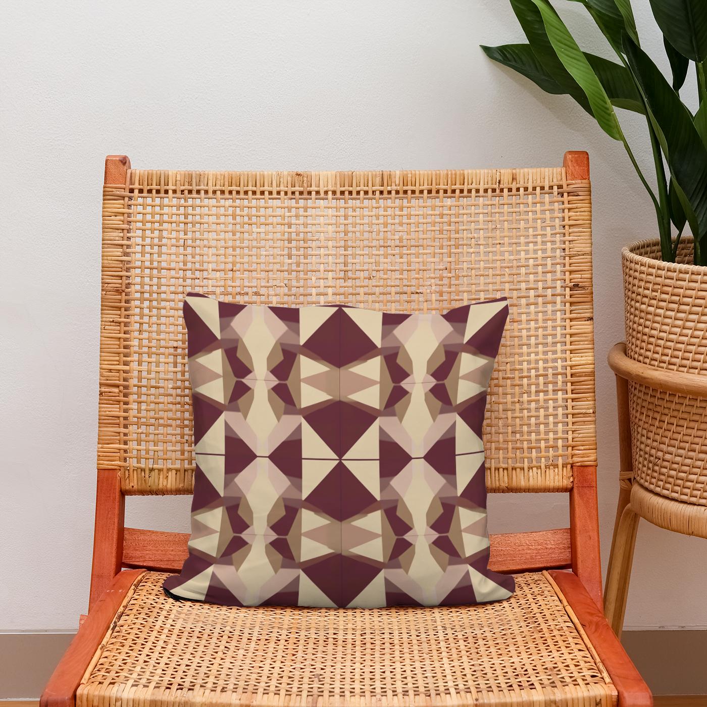 Burgundy Sand Triangles Cotton Cushion