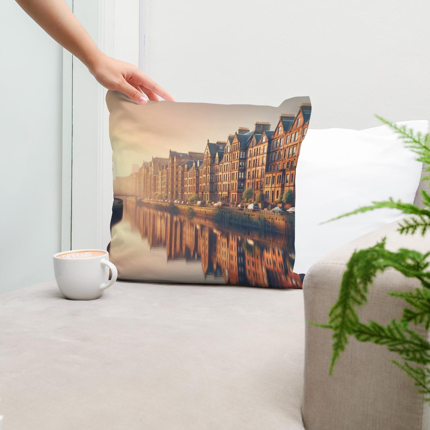 Sunset Serenity Glasgow Cotton Cushion