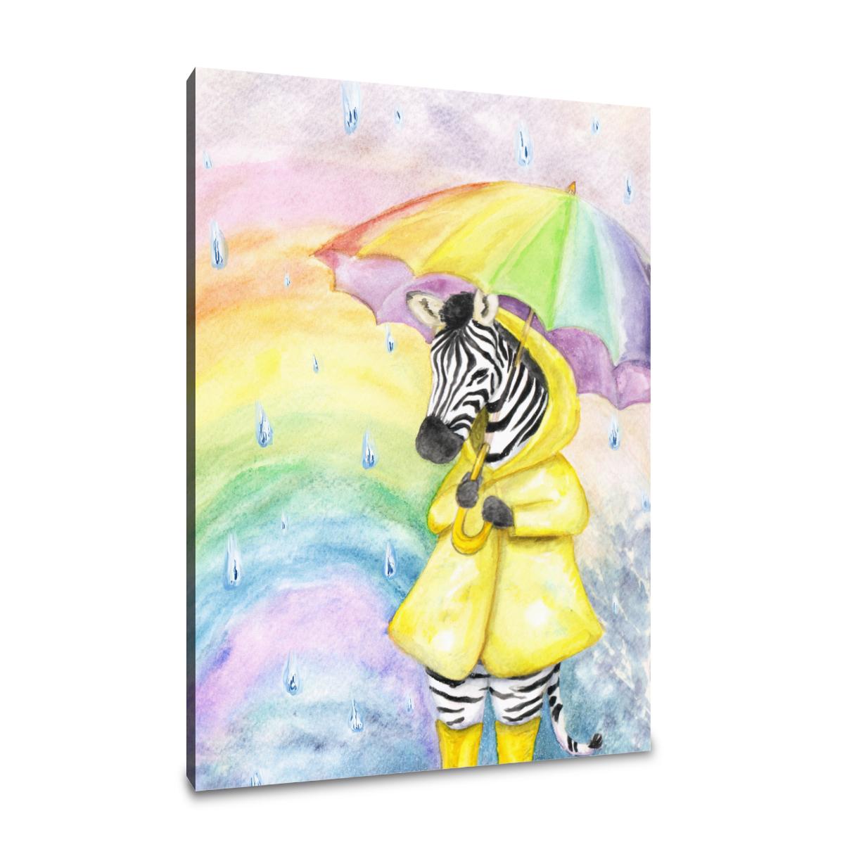 Zebra's Rainy Day Canvas