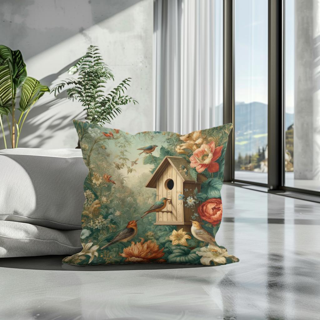 Springtime Nest Haven Cotton Cushion
