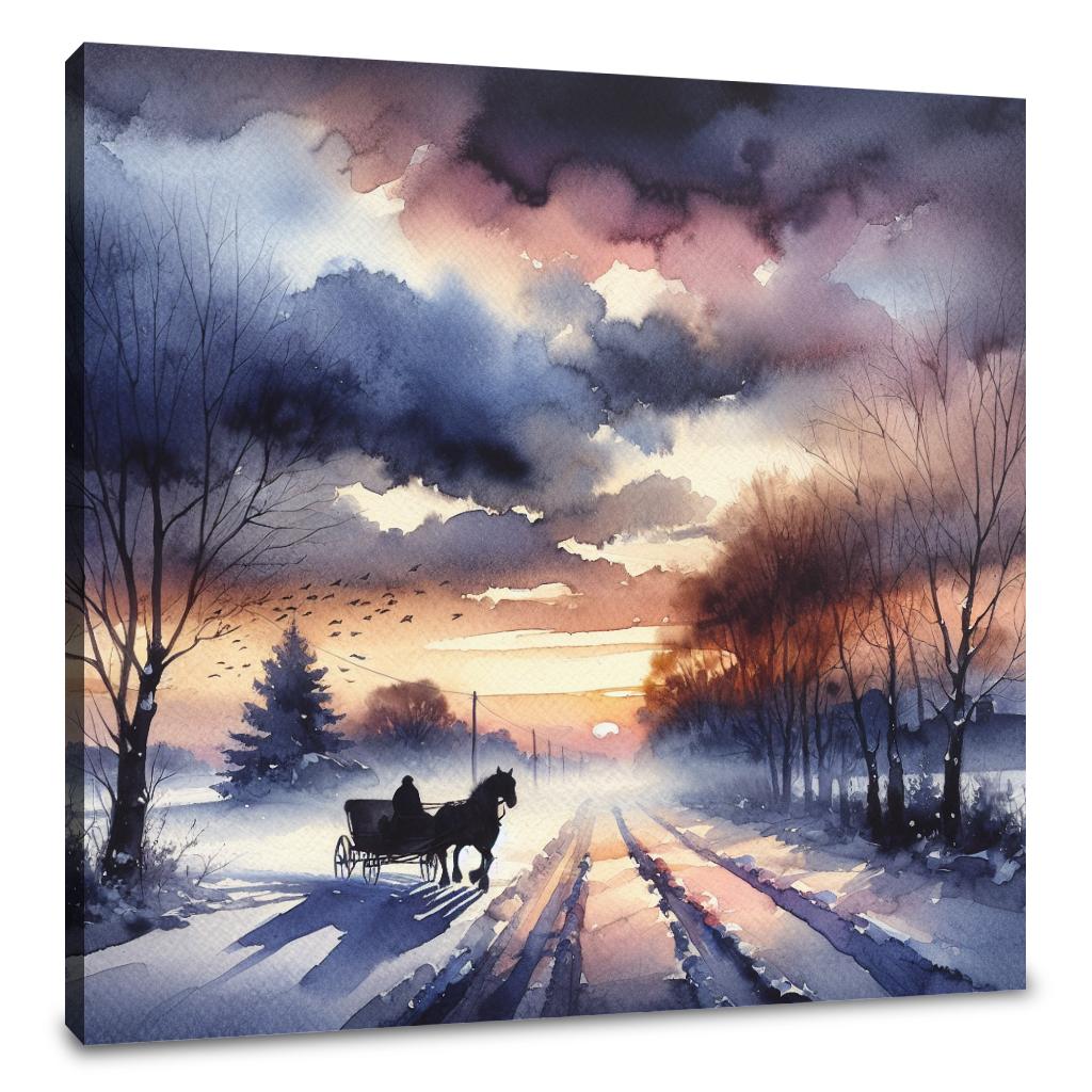 Melancholic Dawn Sleigh Ride Canvas