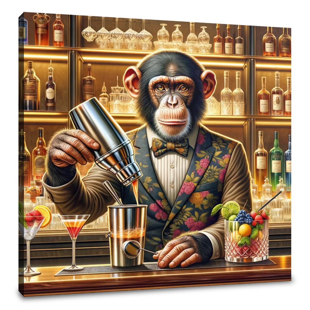 Chimpanzee Mixologist Canvas