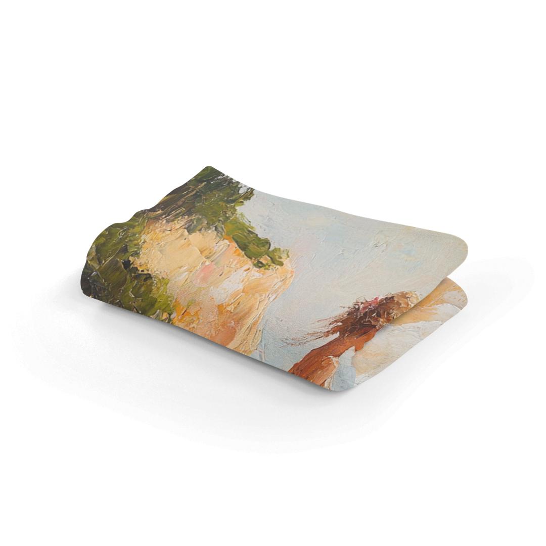 Melancholic Sunrise Shoreline Blanket