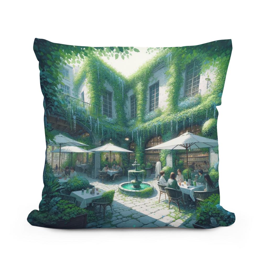 Secluded Summer Courtyard Cotton Cushion