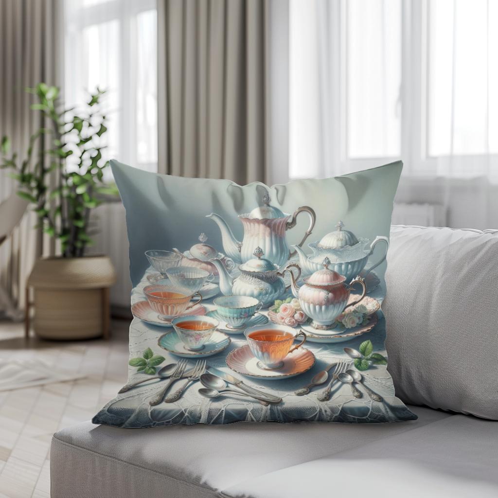 Timeless Tea Time Cotton Cushion