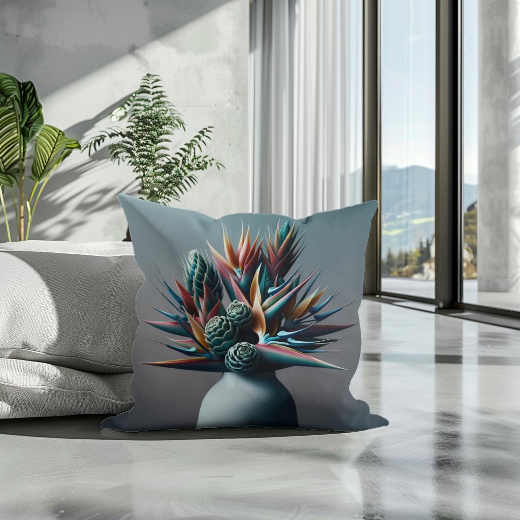 Exotic Blooms Close-Up Cotton Cushion