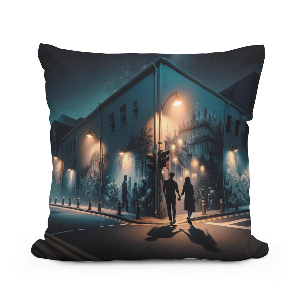 Midnight Mural Walk Cotton Cushion