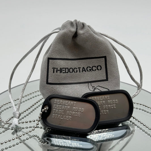 'KEEGAN RUSS' Military Dog Tags - Cosplay Costume Prop Replica - Stainless Steel Chains Included