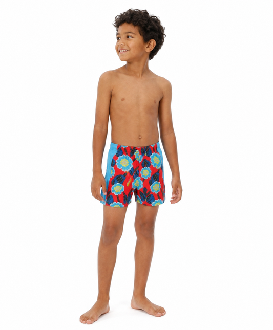 Boy's Reusable Incontinence Swim Shorties – Floral Blue
