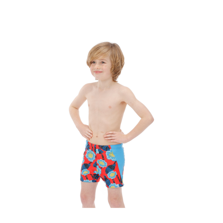 Boy's Reusable Incontinence Swim Shorties – Floral Blue