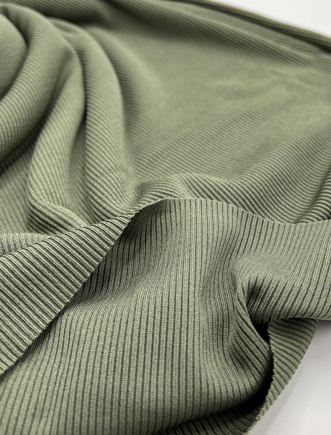 Khaki 2X1 Fine Rib Stretch Fabric