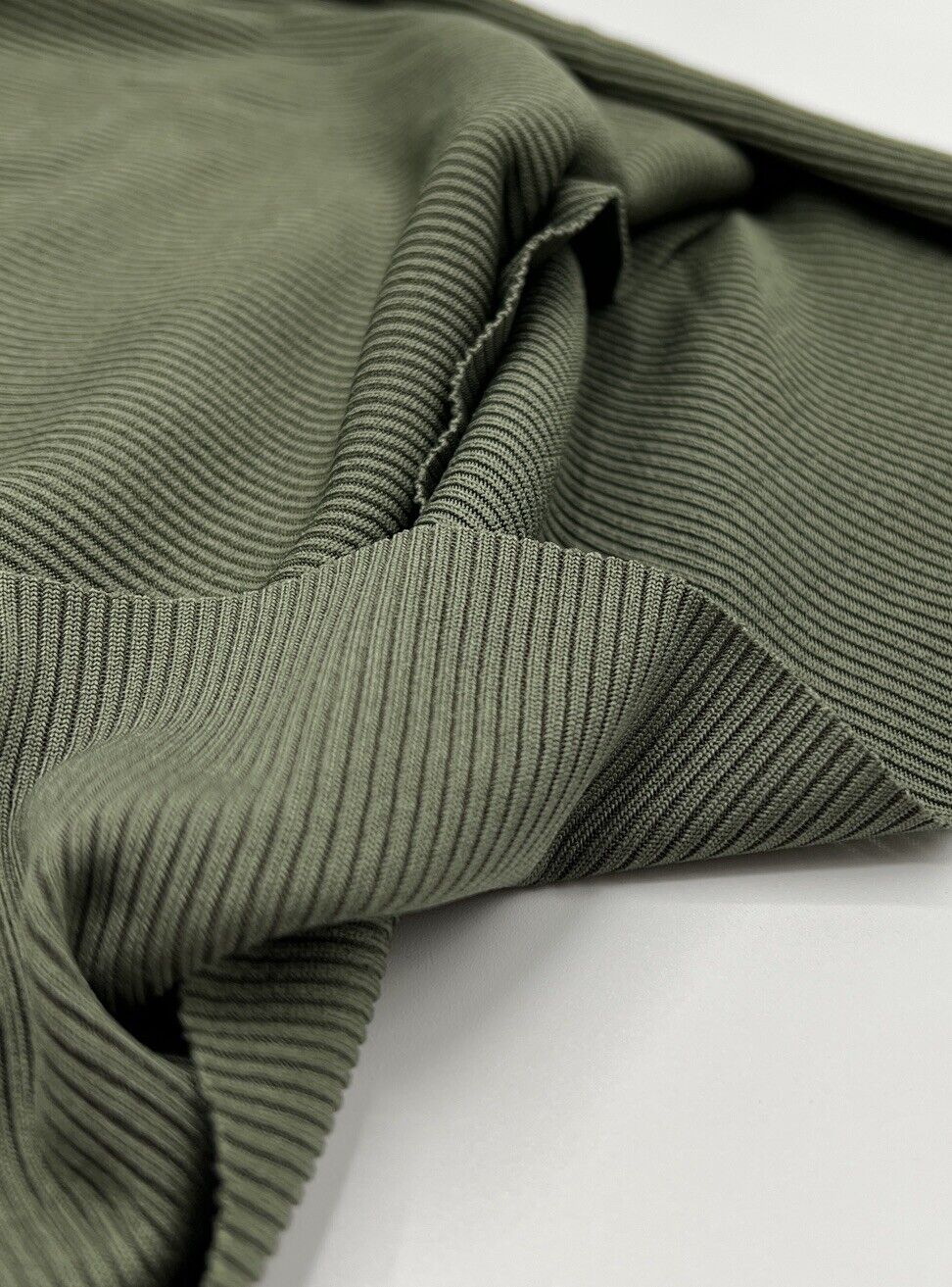 Khaki 2X1 Fine Rib Stretch Fabric