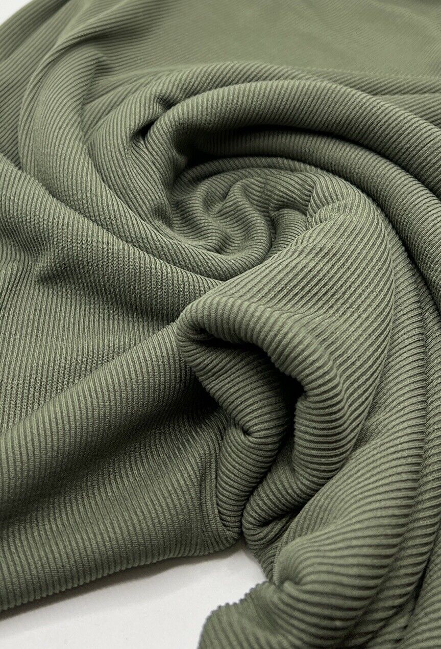 Khaki 2X1 Fine Rib Stretch Fabric