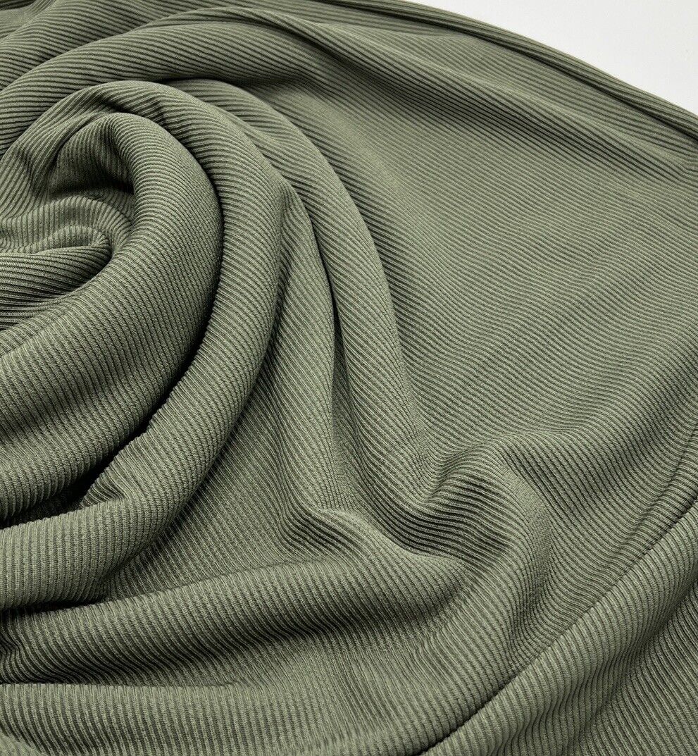 Khaki 2X1 Fine Rib Stretch Fabric