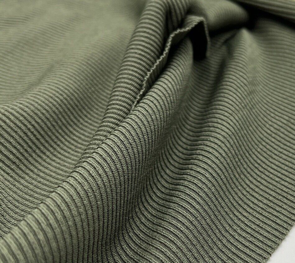 Khaki 2X1 Fine Rib Stretch Fabric
