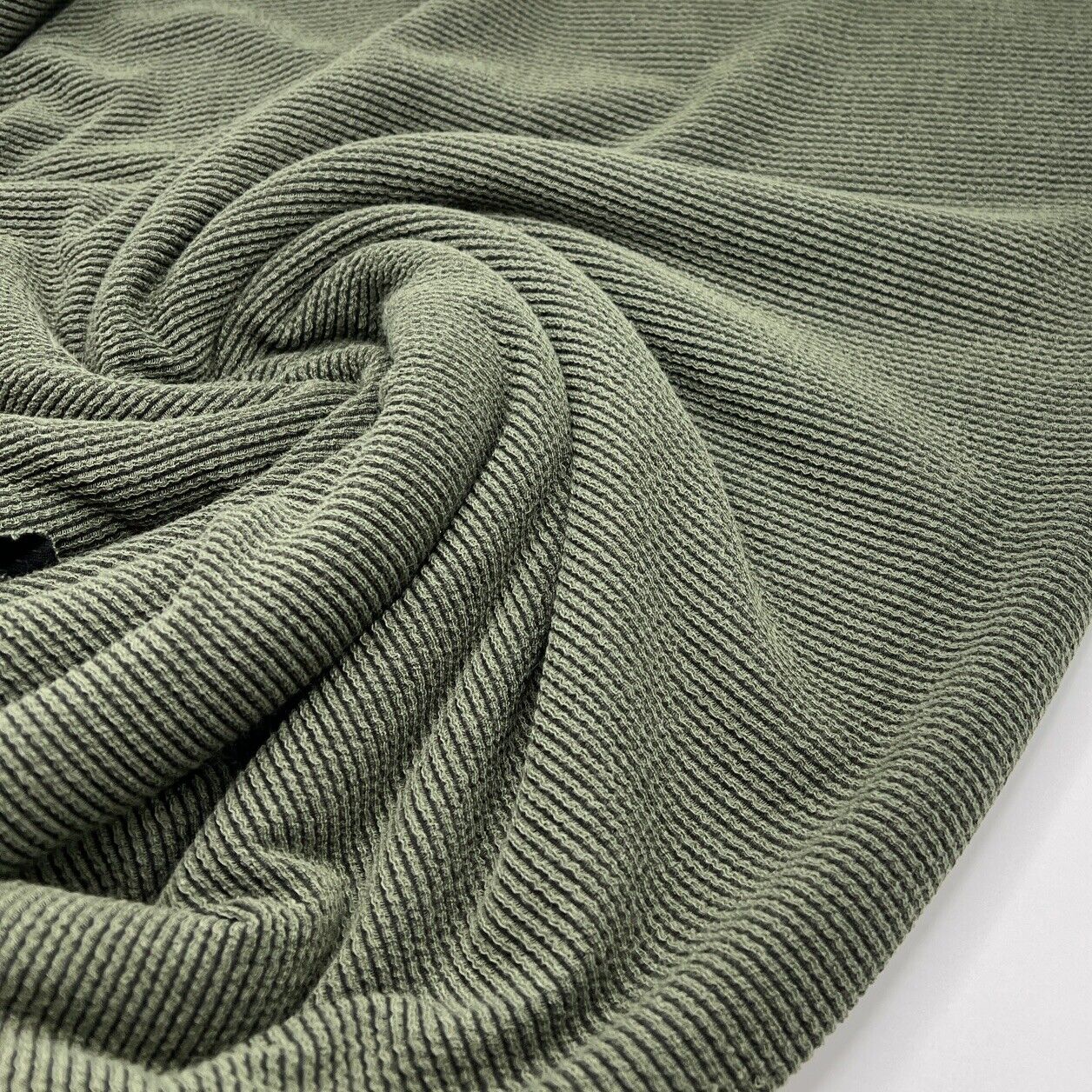 Khaki & Black Crinkle Rib Stretch Fabric