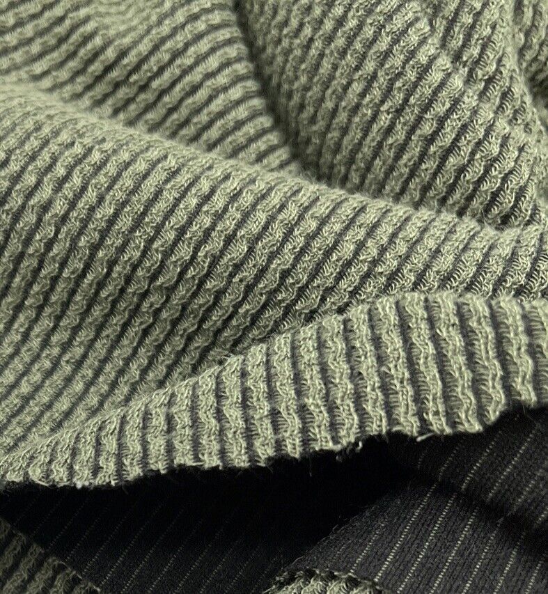 Khaki & Black Crinkle Rib Stretch Fabric