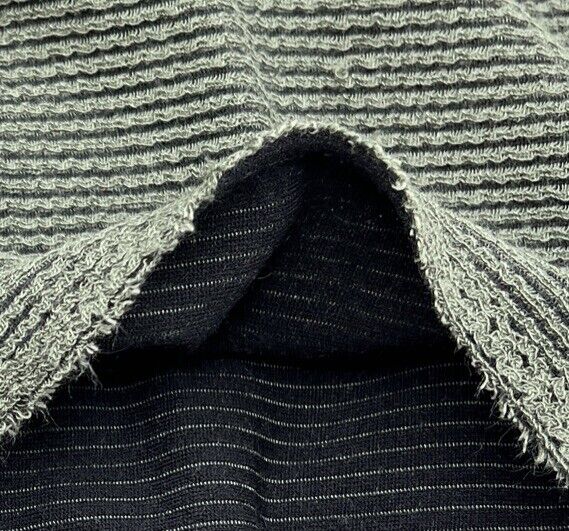 Khaki & Black Crinkle Rib Stretch Fabric
