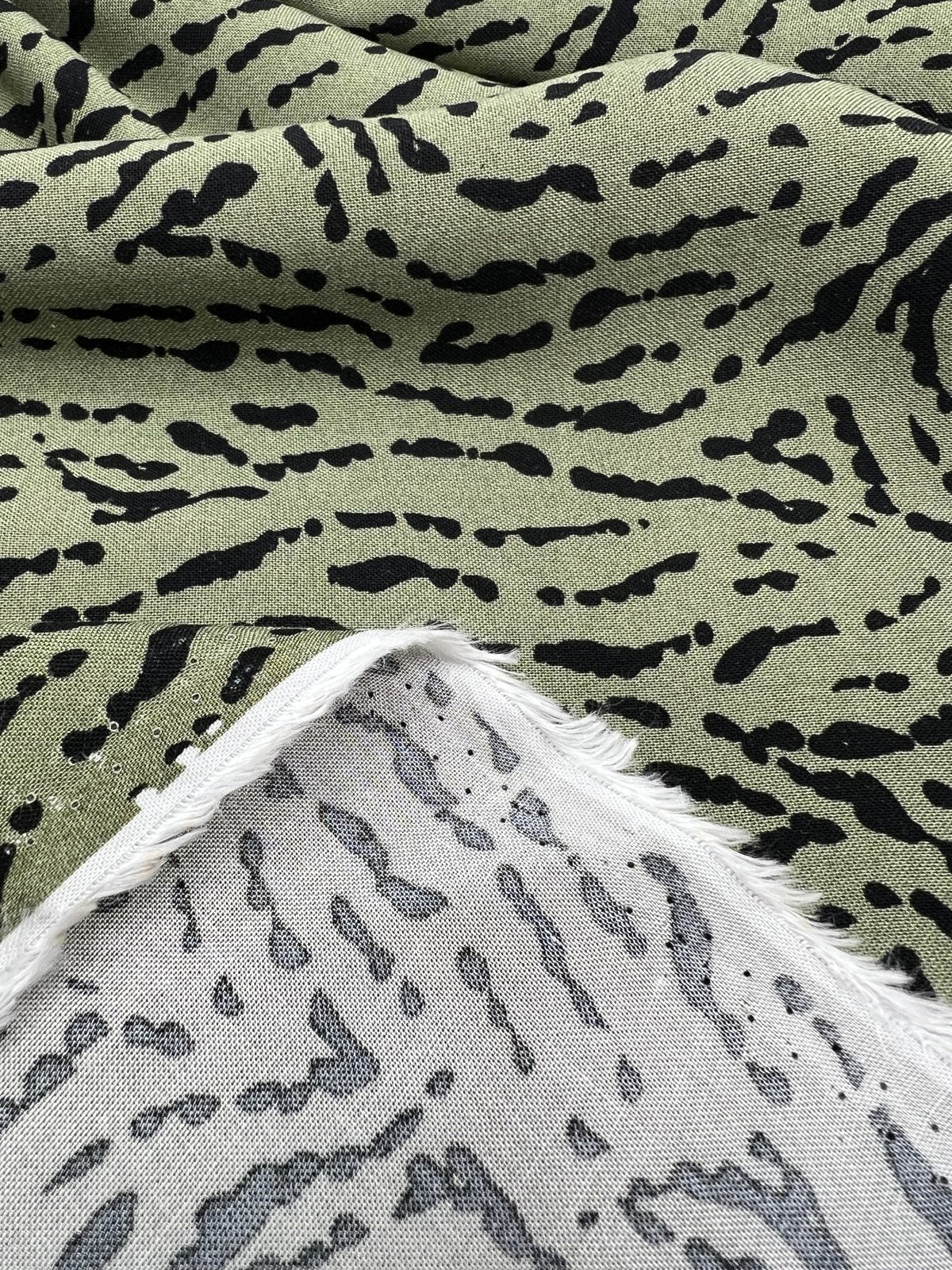 Khaki Black Mix Lightweight Non Stretch Woven Fabric