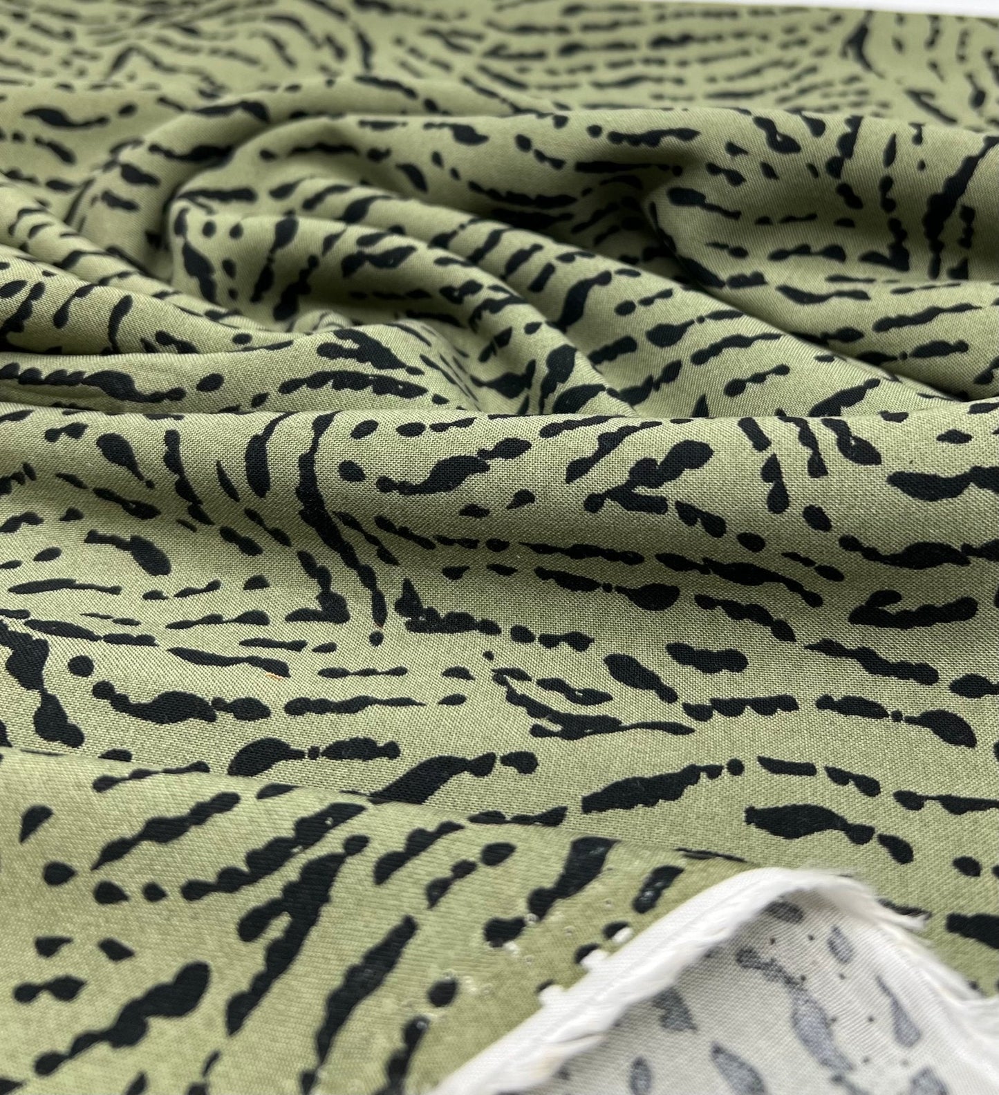 Khaki Black Mix Lightweight Non Stretch Woven Fabric