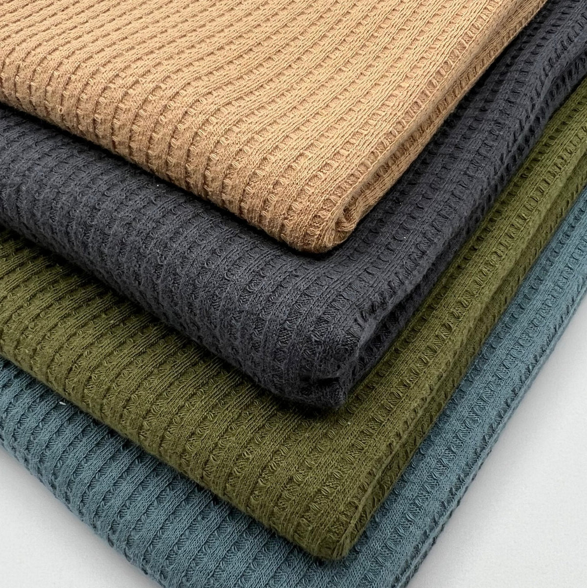 Khaki Cotton Soft Waffle Jersey Fabric 210 GSM 4 Way Stretch