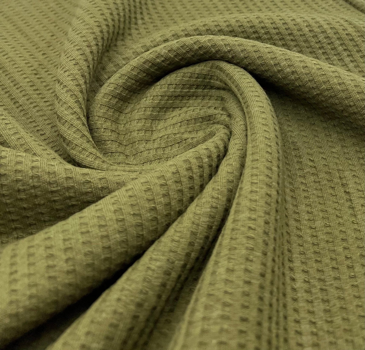 Khaki Cotton Soft Waffle Jersey Fabric 210 GSM 4 Way Stretch