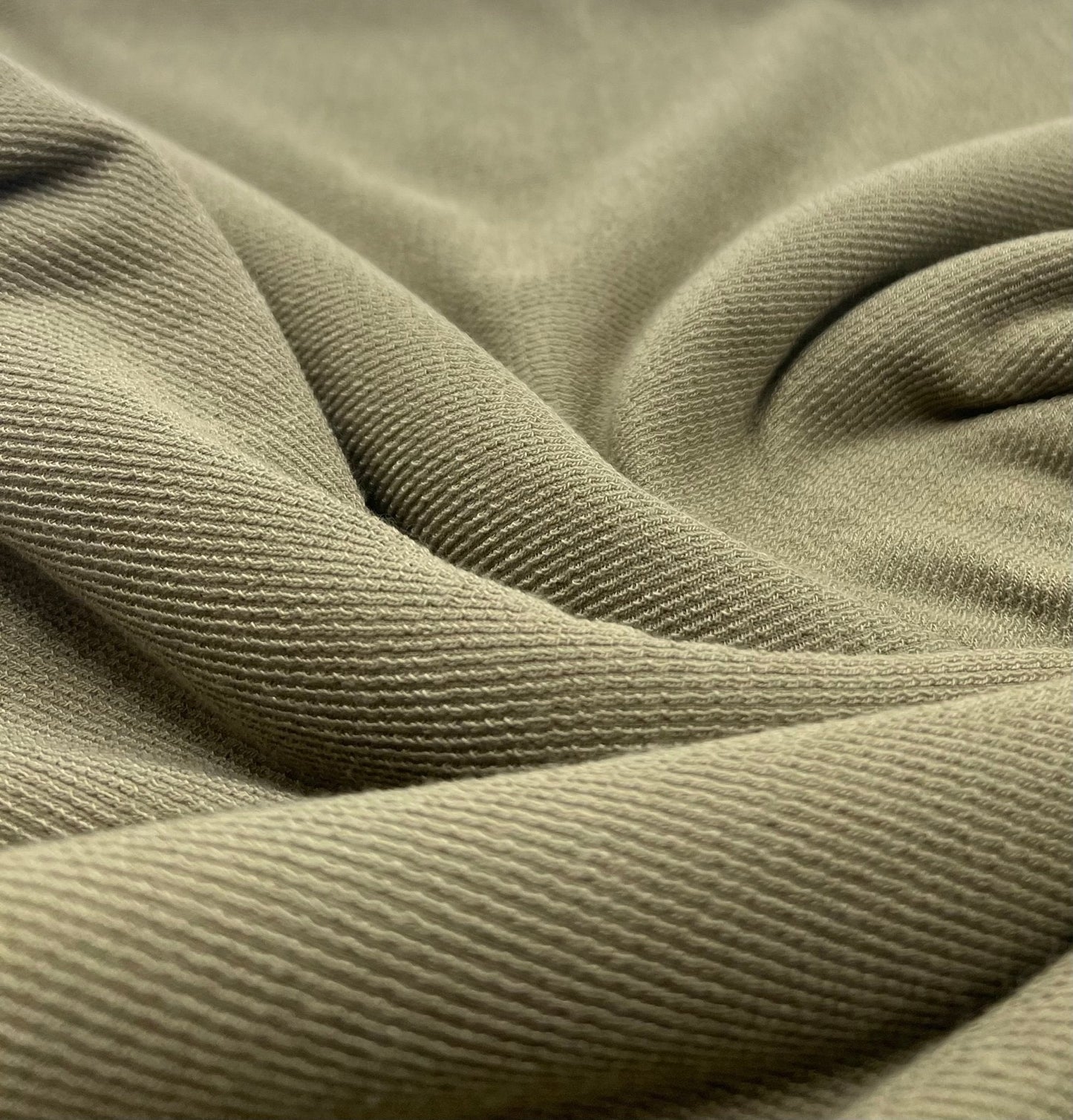 Khaki Crinkle Rib Stretch Fabric