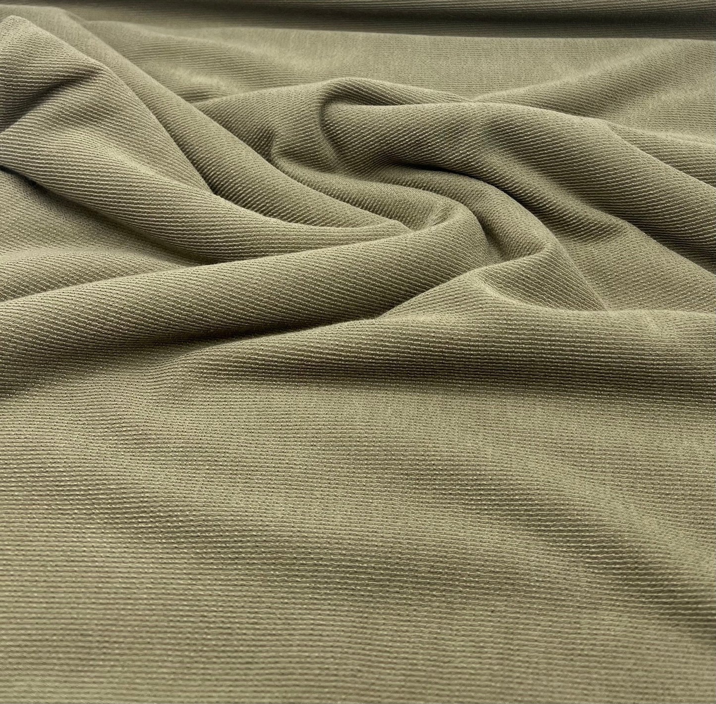 Khaki Crinkle Rib Stretch Fabric