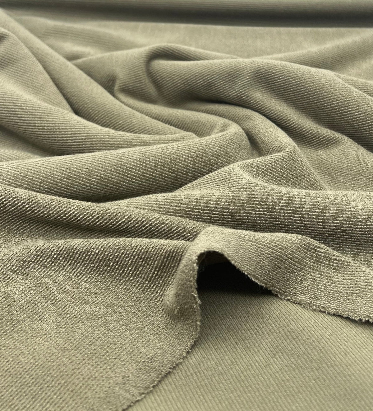 Khaki Crinkle Rib Stretch Fabric