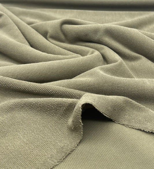 Khaki Crinkle Rib Stretch Fabric