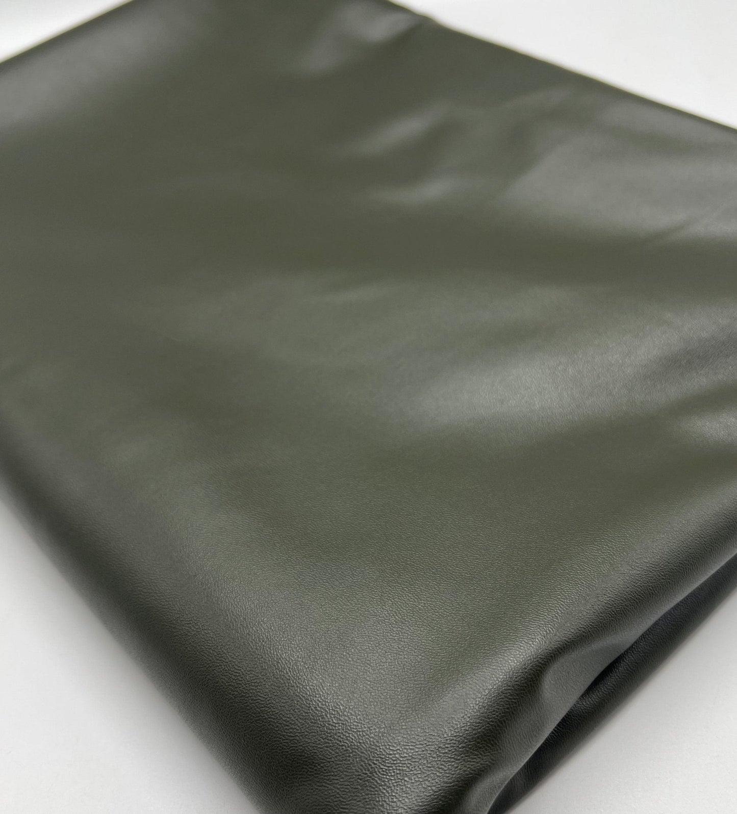 Khaki Green Cupro Wet look Leather Look Stretch Dress Craft Fabric