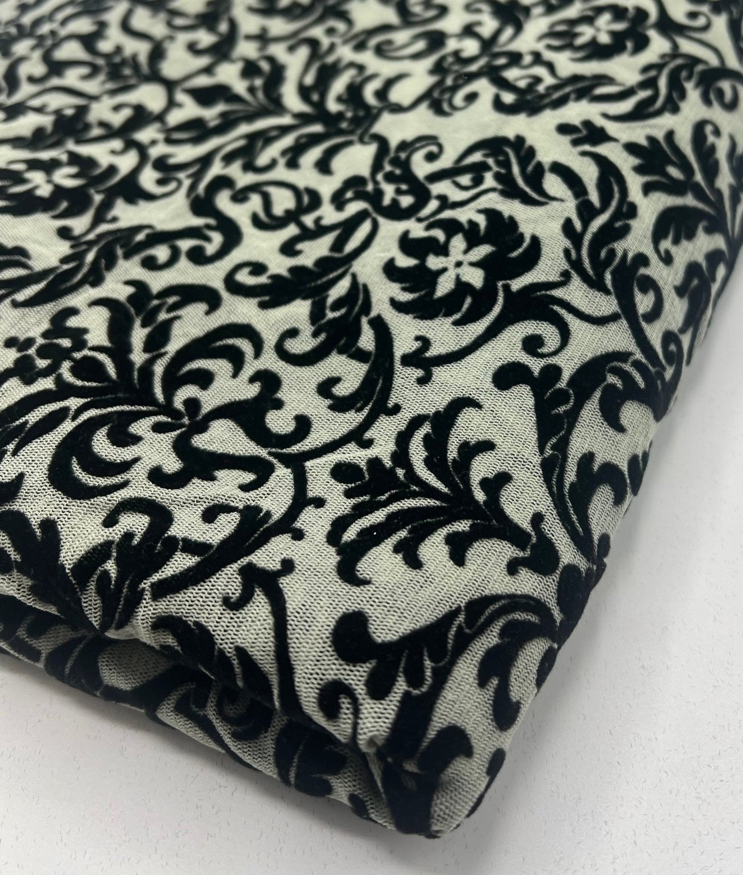 Khaki Green Embossed Flocked Mesh Fabric 2 Way Stretch