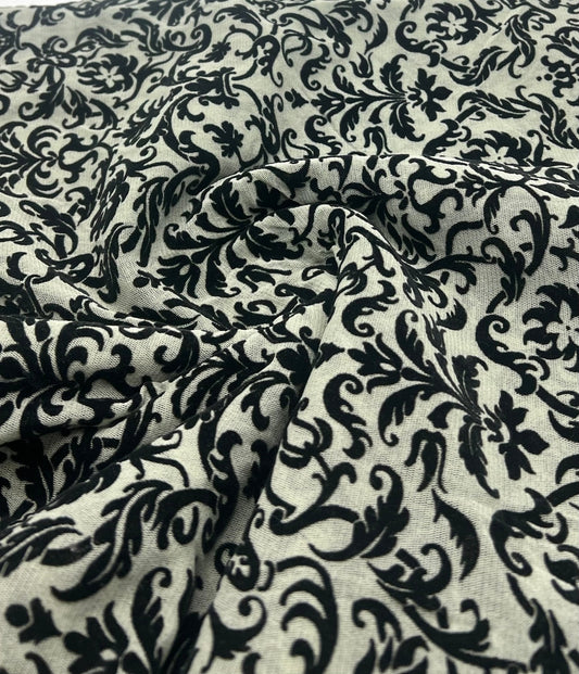 Khaki Green Embossed Flocked Mesh Fabric 2 Way Stretch