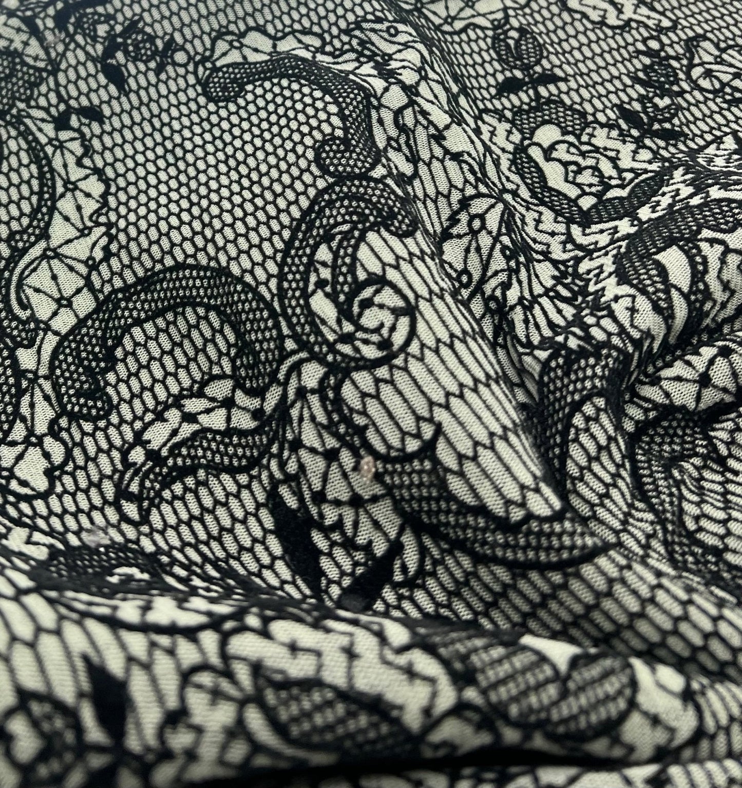 Khaki Green Floral Embossed Flocked Mesh Fabric 2 Way Stretch