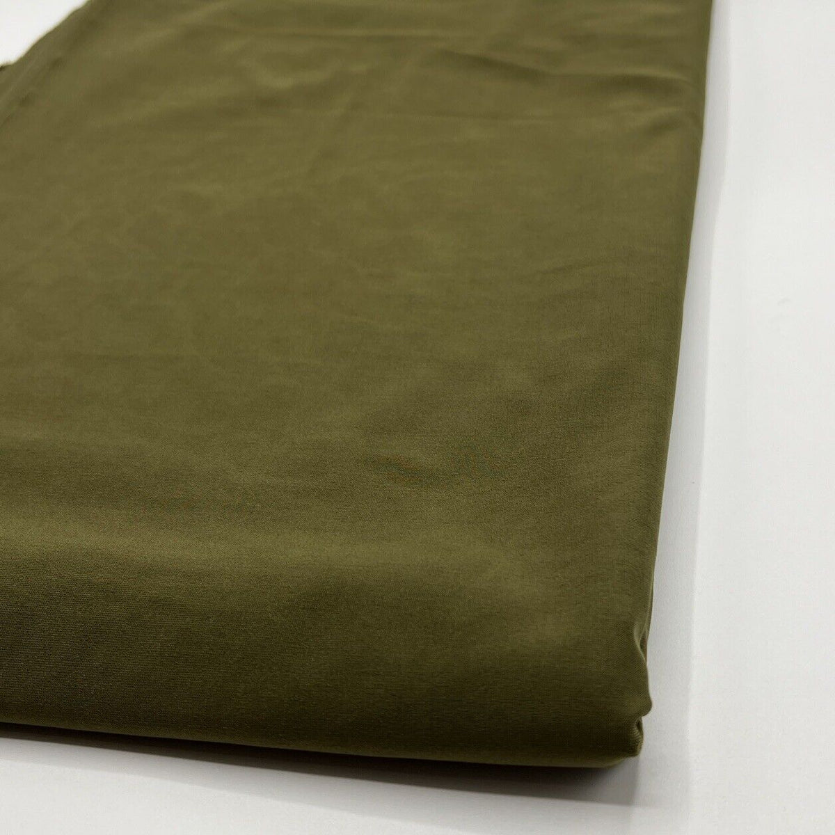 Khaki Green Plain Shiny Soft Touch Slinky 4 Way Stretch Fabric