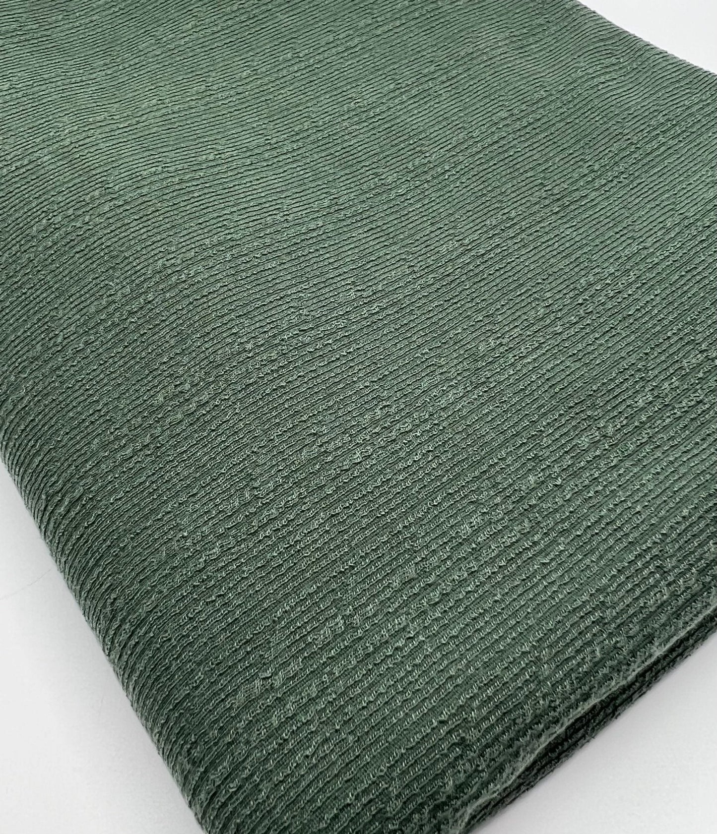 Khaki Green Soft Striped Textured Stretch Fabric