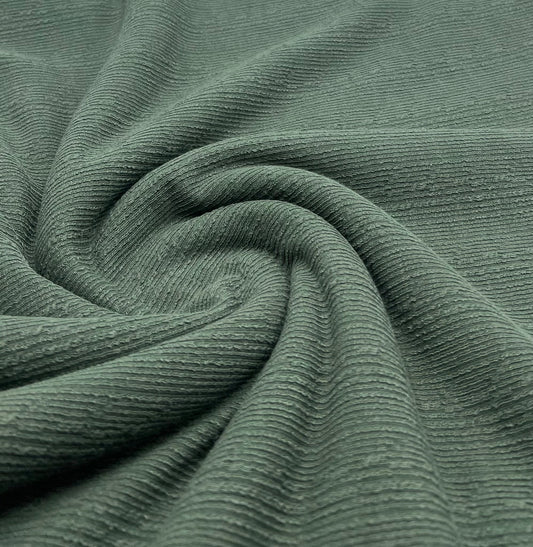 Khaki Green Soft Striped Textured Stretch Fabric