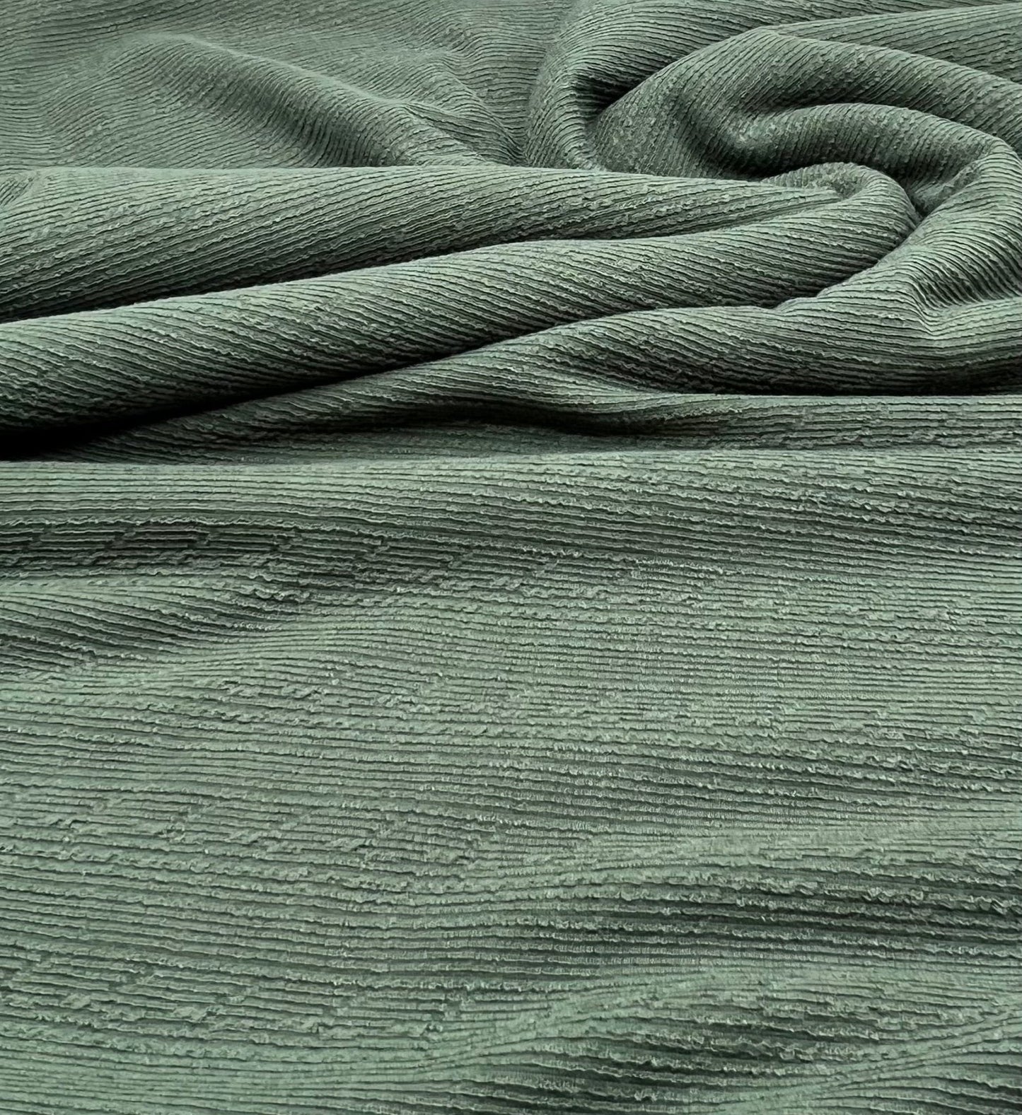 Khaki Green Soft Striped Textured Stretch Fabric