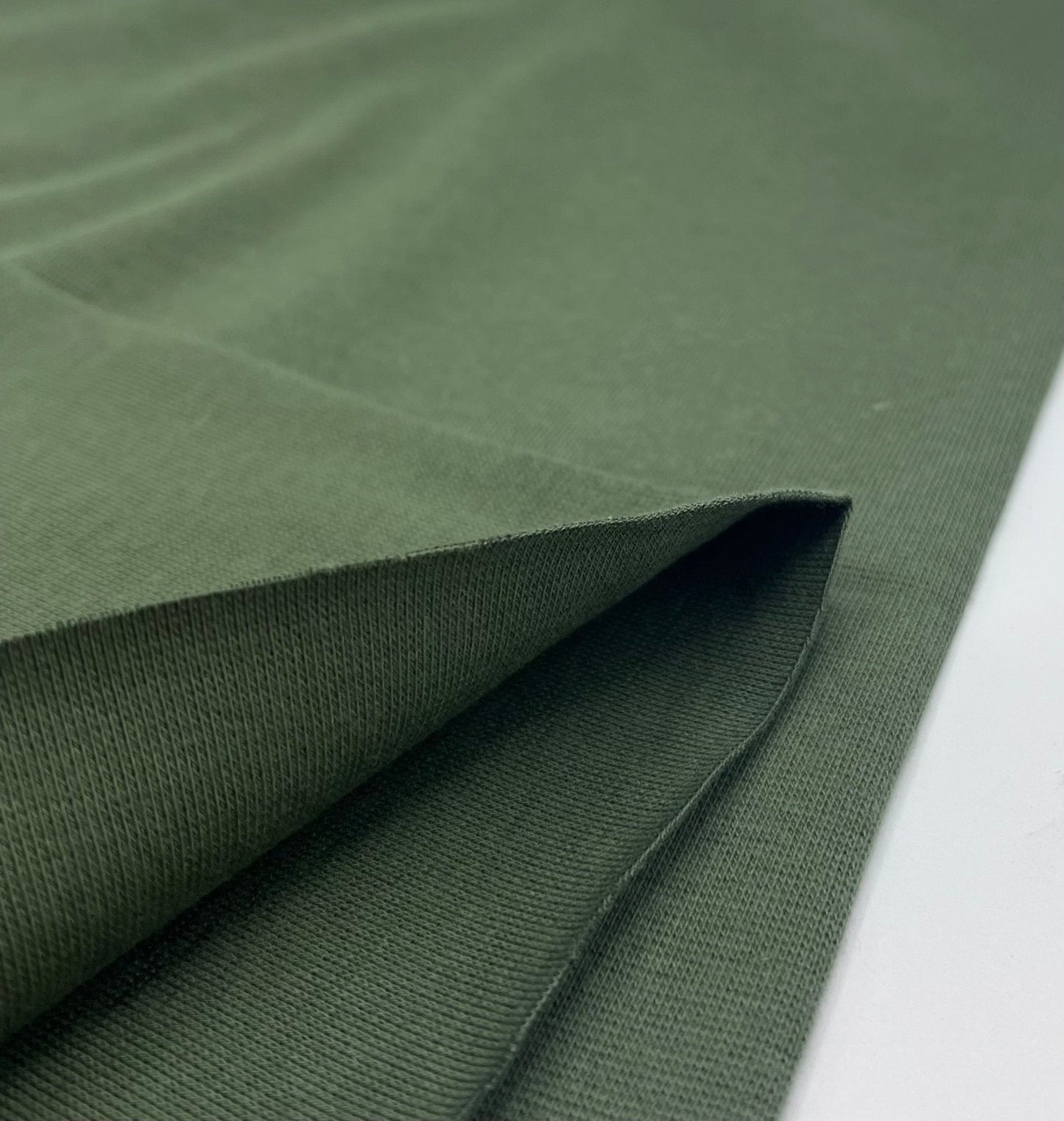 Khaki Jersey Cuffing Ribbing Fabric 270 GSM Cotton Knit 70cm Wide