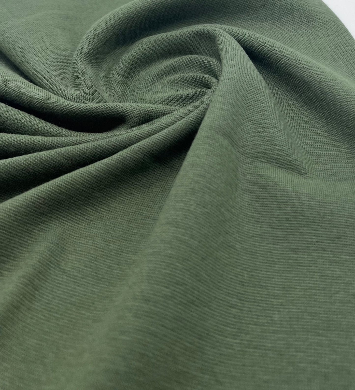 Khaki Jersey Cuffing Ribbing Fabric 270 GSM Cotton Knit 70cm Wide