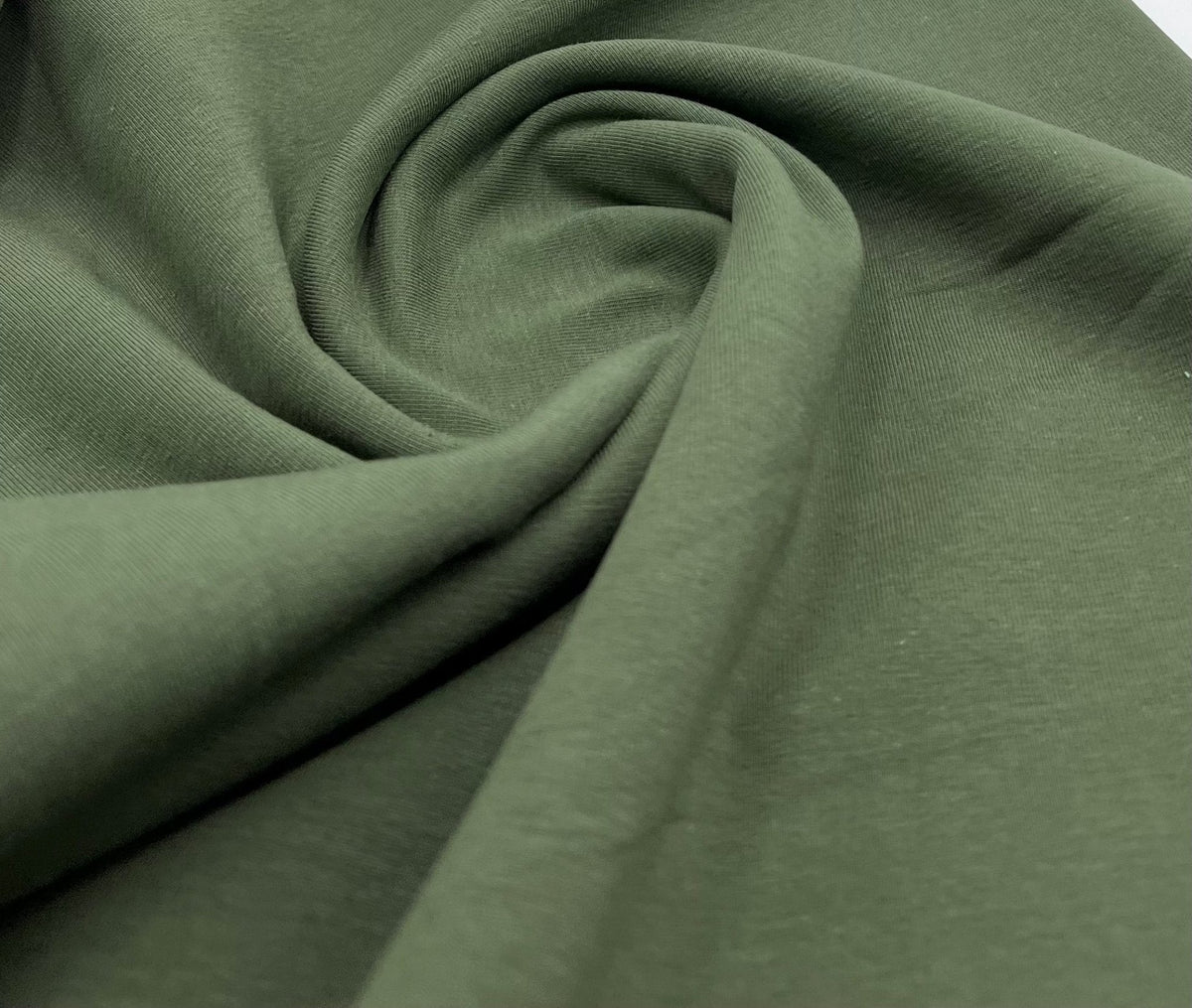 Khaki Cotton Stretch Jersey 240 GSM 92/8 Lycra 4 Way Stretch