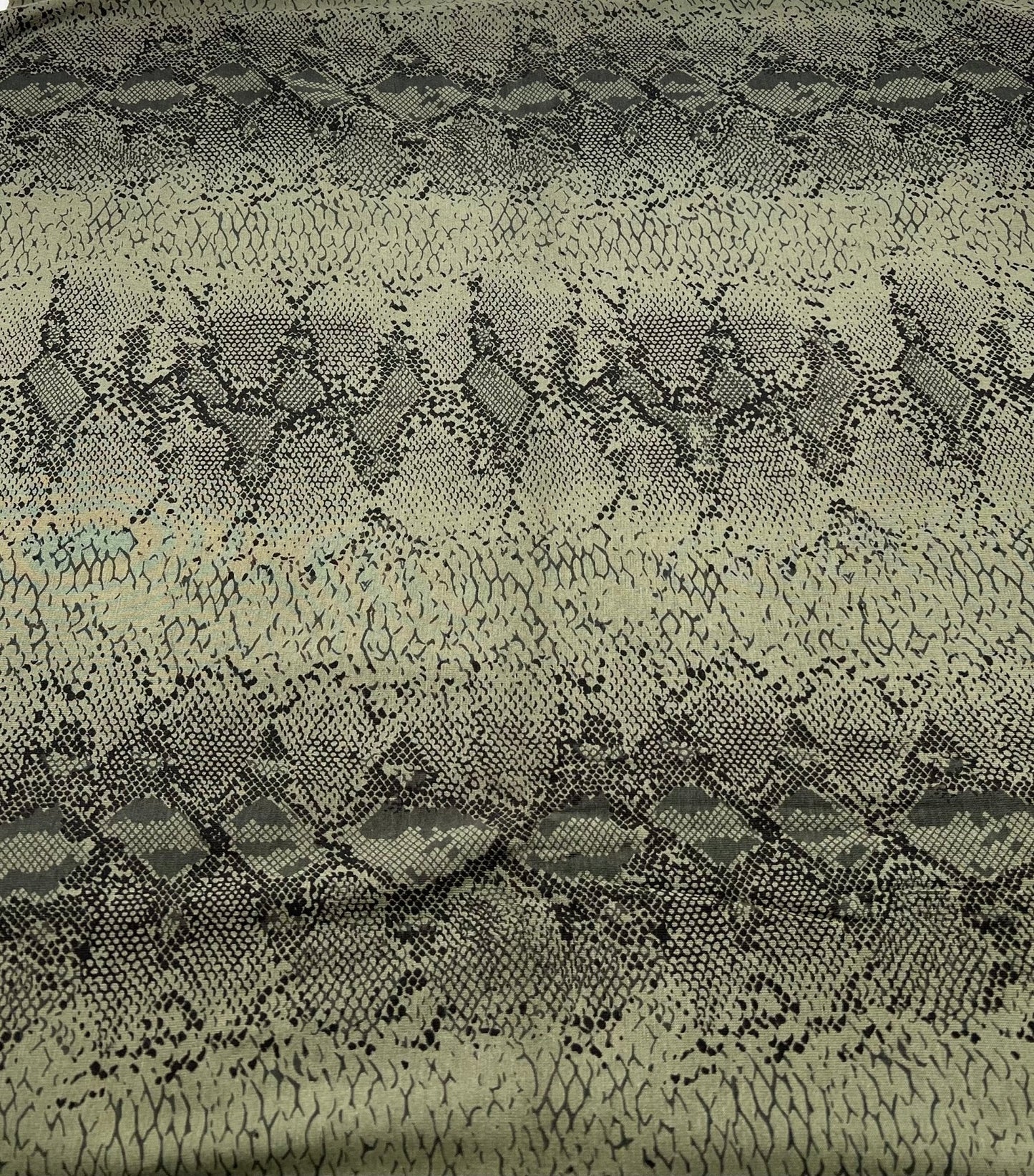 Khaki Snake Print Viscose Elastane Fabric