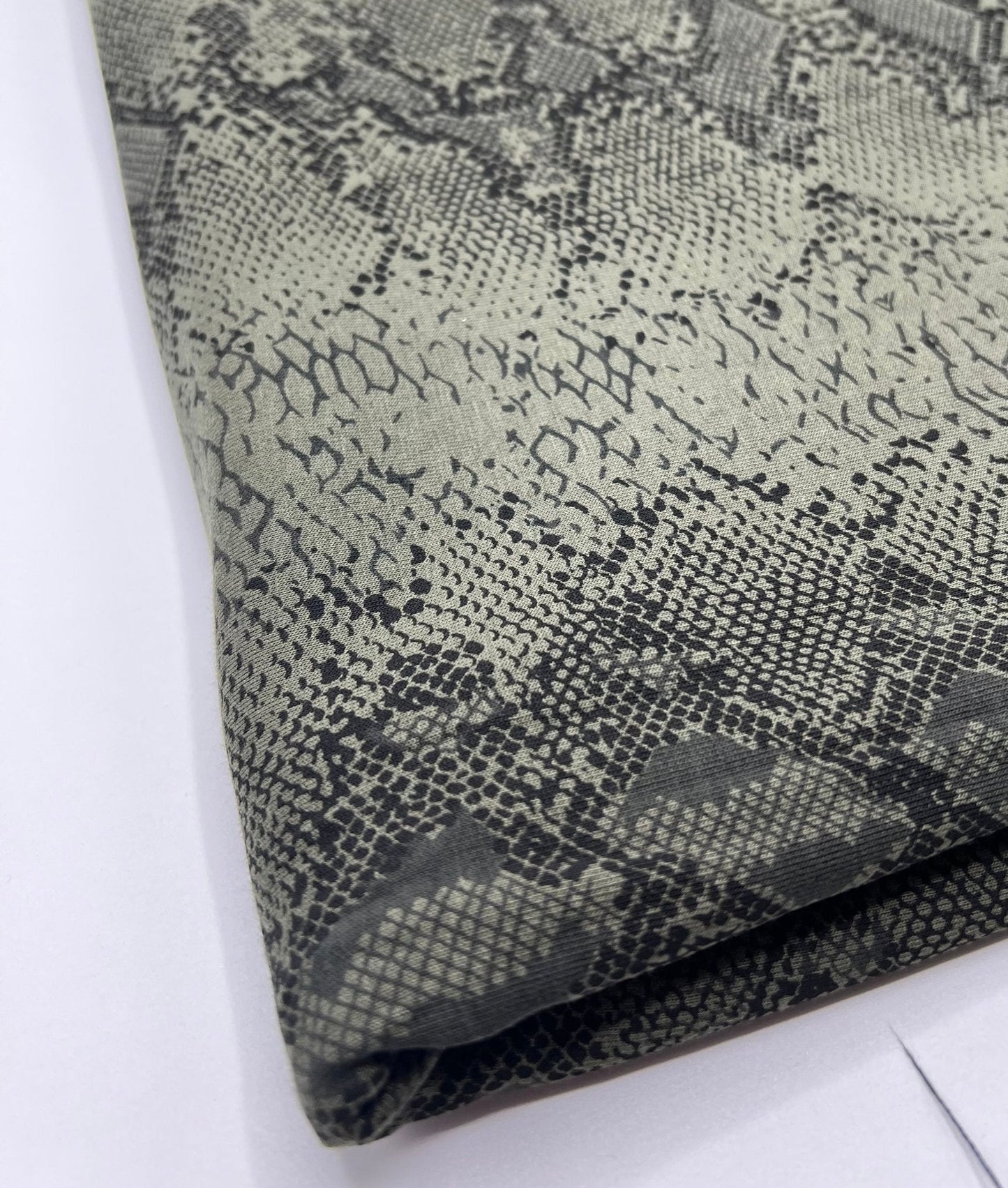 Khaki Snake Print Viscose Elastane Fabric