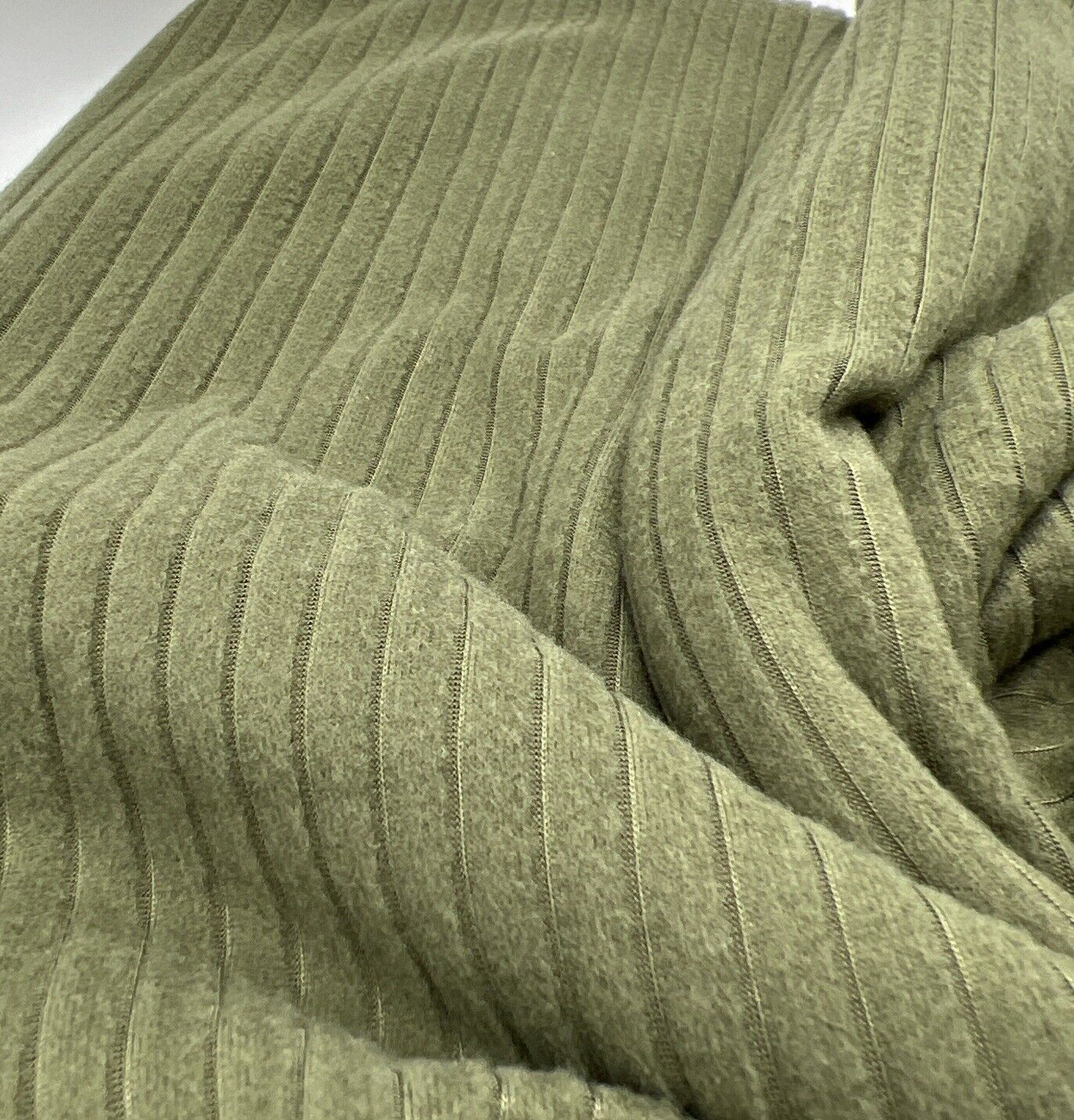 Khaki Soft Brushed 8x4 Wide Rib Stretch Fabric