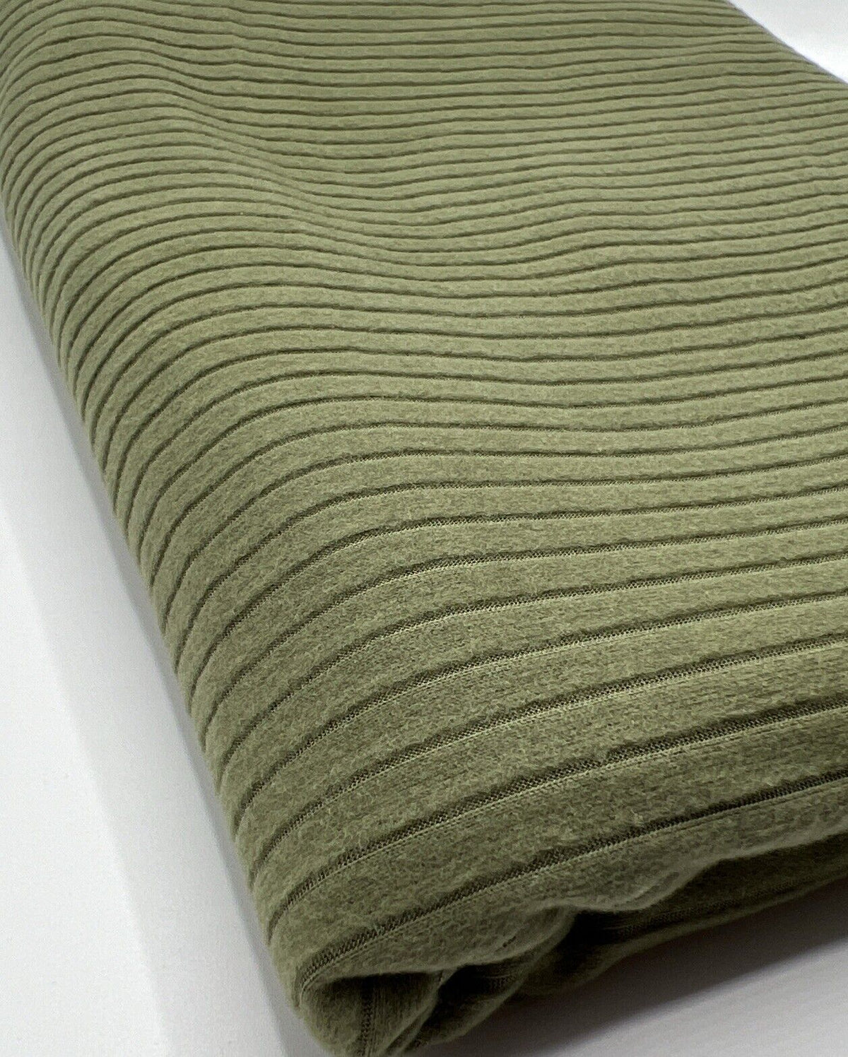 Khaki Soft Brushed 8x4 Wide Rib Stretch Fabric