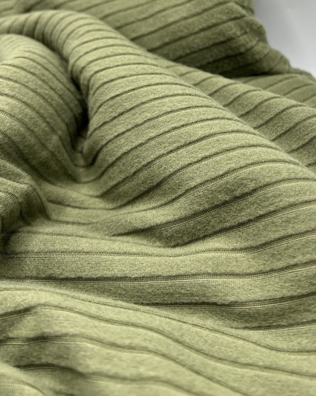 Khaki Soft Brushed 8x4 Wide Rib Stretch Fabric
